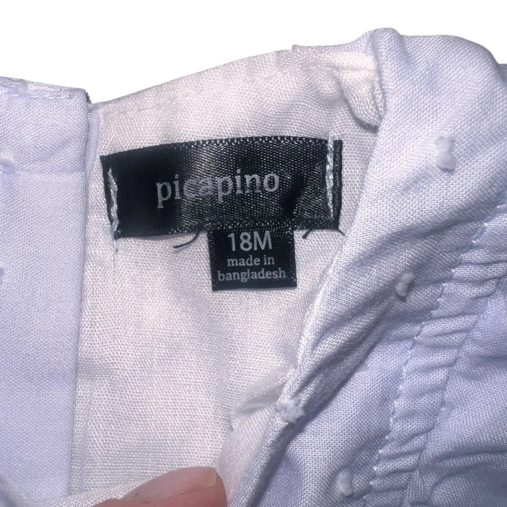 EUC Picapino Sleeveless Mermaid Beach Dress Cotton Blue Ruffle Toddler 18 months